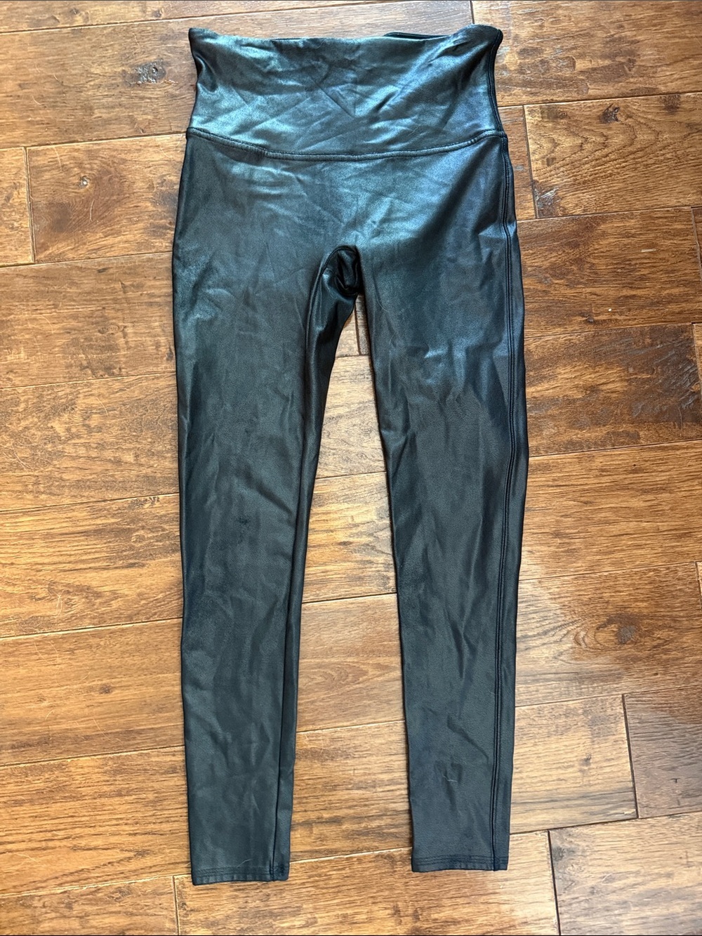 Spanx High-Waist Faux Leather Leggings - sz l Black